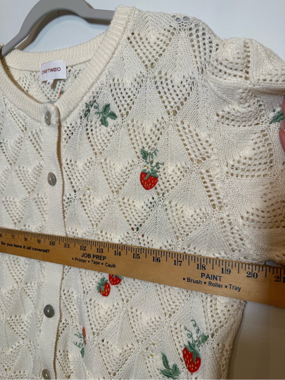DRIFTWOOD Cream Open-Knit Button Cardigan Strawberry Fields Boho Western Prairie - Picture 8 of 12